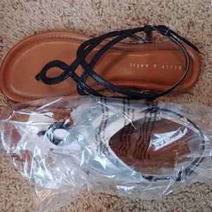 NEW! Kelly & Katie Peggie Sandals, Black, sz 9M
